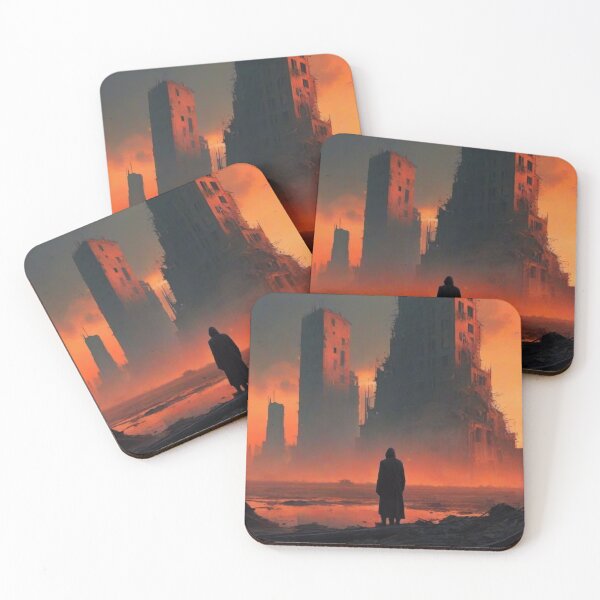 Item preview, man standing in the destructions of a city designed and sold by mikaws.