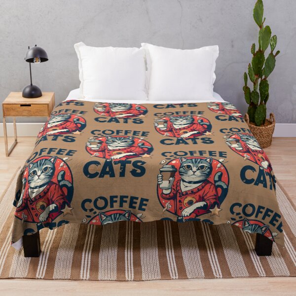 Item preview, Retro Coffee Cats Red and Brown v6 designed and sold by FenwickDesign99.