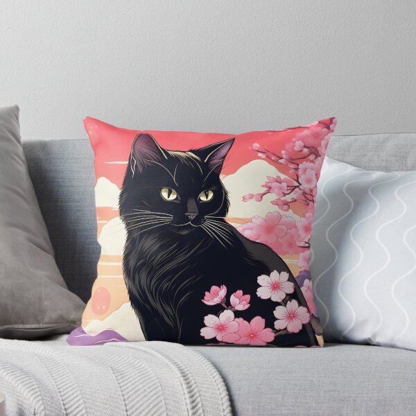 Item preview,  black cat with japanese traditional kimono  designed and sold by Catophile.