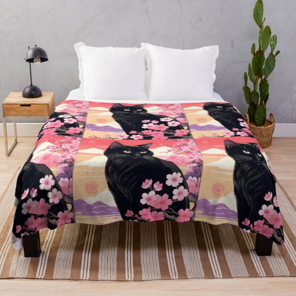 Item preview,  black cat with japanese traditional kimono  designed and sold by Catophile.