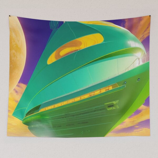 Item preview, neon colorful ship in abstract shapes designed and sold by mikaws.