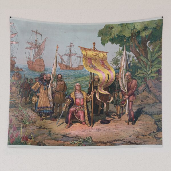 Item preview, Columbus Landing in America Painting (1892) designed and sold by BravuraMedia.