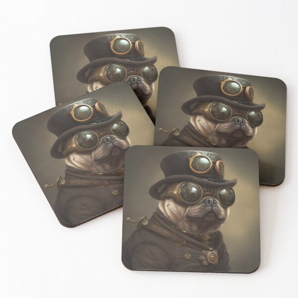 Item preview, SteamPunk Pug on Brown Vignette Background  designed and sold by Lisa Pearlman.
