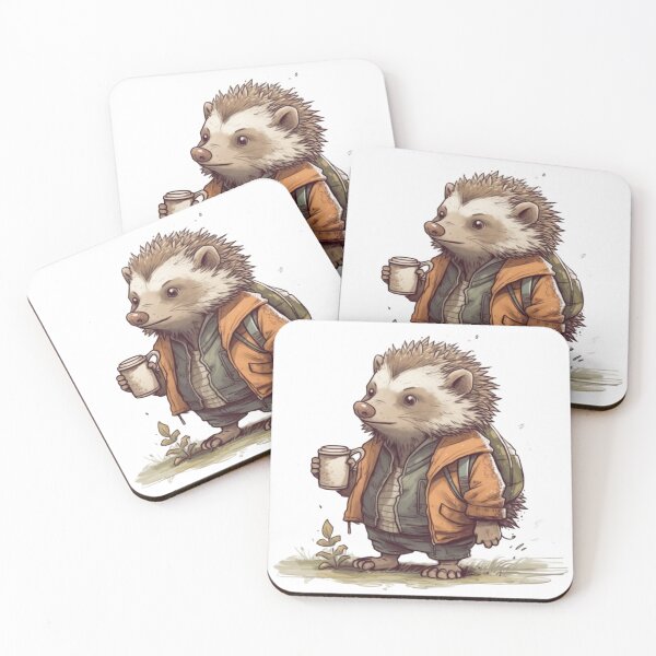 Item preview, Cute hedgehog drinks coffee designed and sold by Lexa Pix.