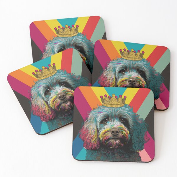 Item preview, Royal Dog Portrait - Multicolor Labradoodle with Crown Art Print designed and sold by luxePprints.