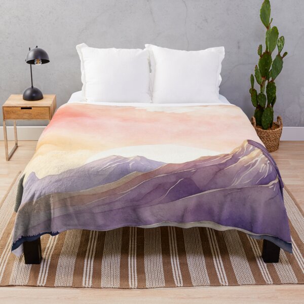 Artikelvorschau, 020 Stunning Mountain Landscape in Lilac Watercolor Painting entworfen und verkauft von Alexis Art Collection.
