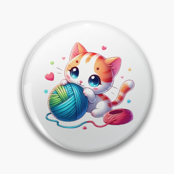 Item preview, cute kitten plays with ball of yarn designed and sold by CreativeSparkzz.
