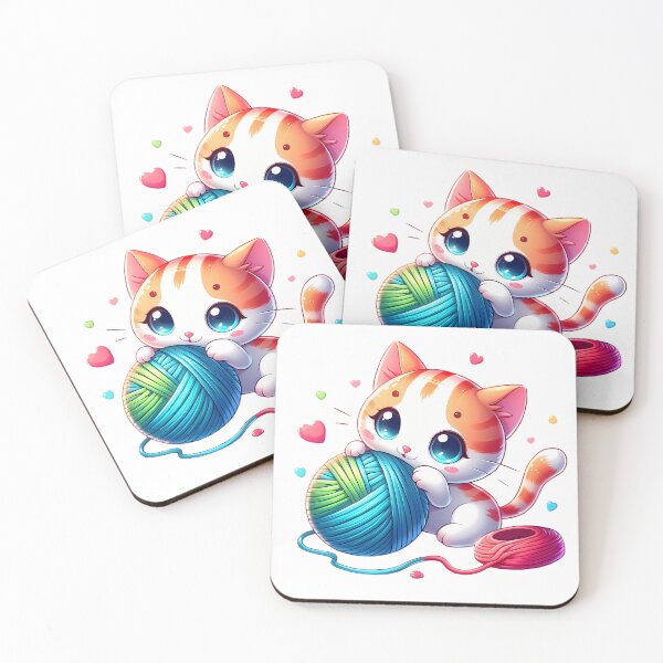 Item preview, cute kitten plays with ball of yarn designed and sold by CreativeSparkzz.