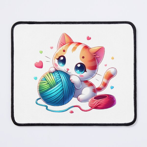 Item preview, cute kitten plays with ball of yarn designed and sold by CreativeSparkzz.