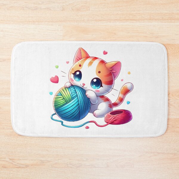 Item preview, cute kitten plays with ball of yarn designed and sold by CreativeSparkzz.