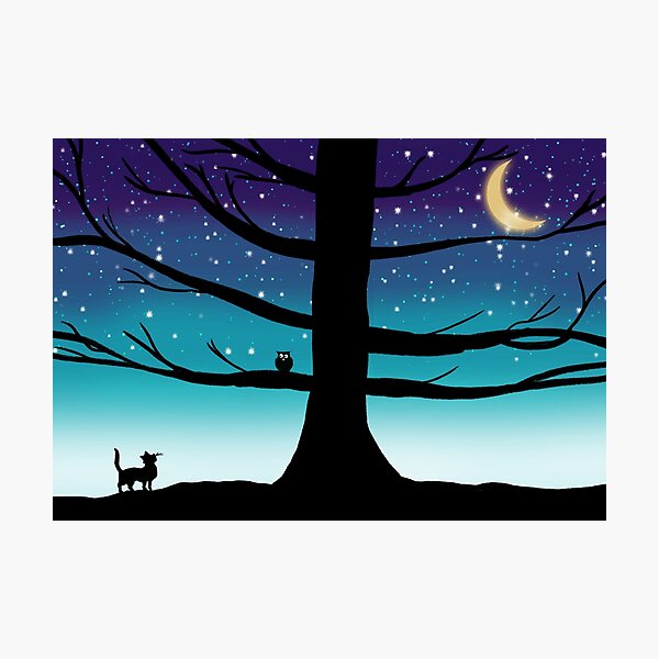 Item preview, the owl and the pussycat posters, sunset starry night, blue version designed and sold by wrightsonarts.