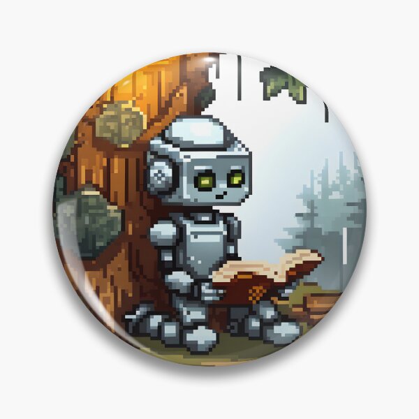 Item preview, Reading robot in the forest pixels designed and sold by SpaceRockMining.
