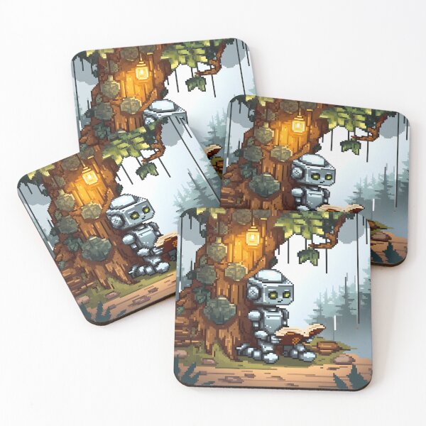 Item preview, Reading robot in the forest pixels designed and sold by SpaceRockMining.