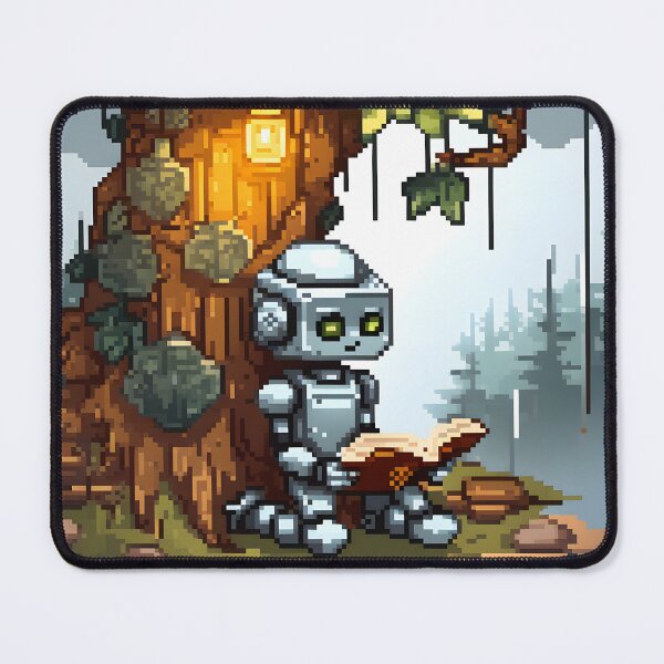 Item preview, Reading robot in the forest pixels designed and sold by SpaceRockMining.