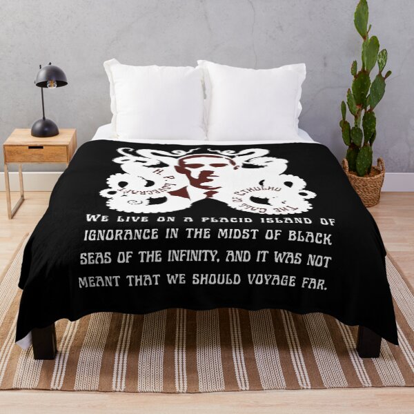 Item preview, H.P. Lovecraft portrait and quote: We live on a placid island of ignorance in the midst of black seas of infinity, and it was not meant that we should voyage far. designed and sold by artbleed.