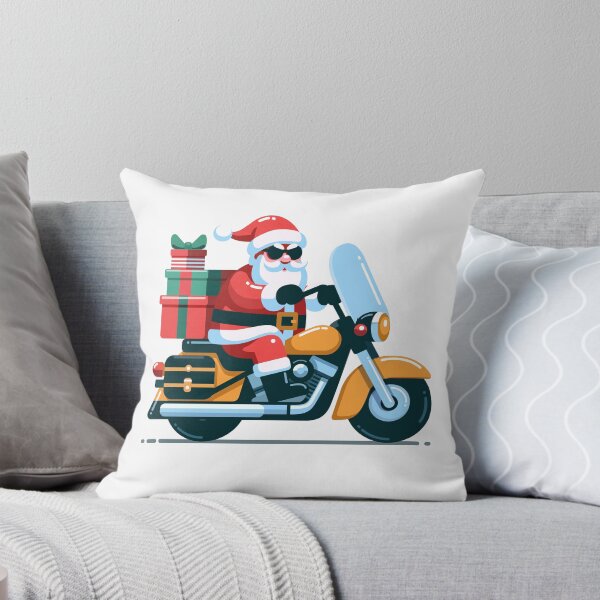 Item preview, Cartoon flat design style of Santa Claus riding a motorcycle to delivering Christmas gifts designed and sold by Tony J.