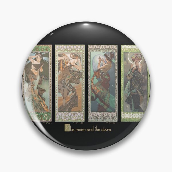 Artikelvorschau, Der Mond und die Sterne, von Alphonse Mucha. HOCHAUFLÖSEND entworfen und verkauft von MINDTHECHERRY.