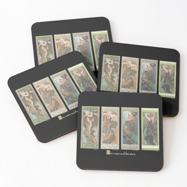 Aperçu de l'œuvre La Lune et les étoiles, d'Alphonse Mucha. HAUTE DÉFINITION créée et vendue par MINDTHECHERRY.
