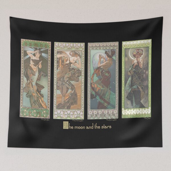 Artikelvorschau, Der Mond und die Sterne, von Alphonse Mucha. HOCHAUFLÖSEND entworfen und verkauft von MINDTHECHERRY.
