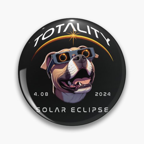 Item preview, Totality, a Pitbull dog wearing sunglasses looking at the Total Solar Eclipse, Pet Animal Eclipse Viewing Pawty 2024 designed and sold by jeyel7.