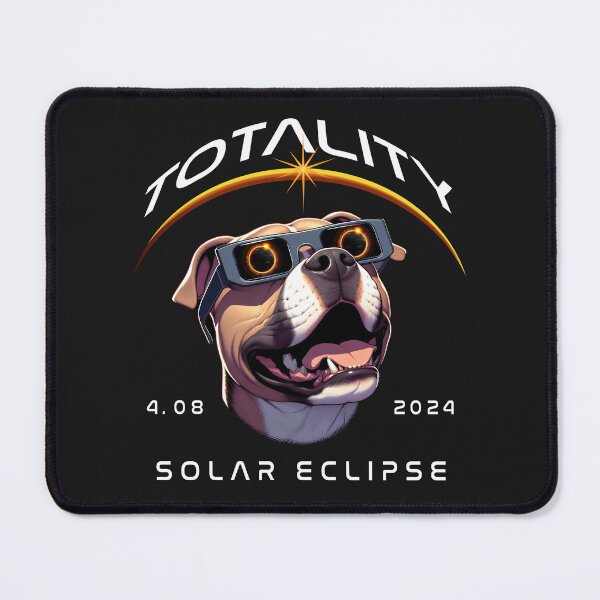Item preview, Totality, a Pitbull dog wearing sunglasses looking at the Total Solar Eclipse, Pet Animal Eclipse Viewing Pawty 2024 designed and sold by jeyel7.