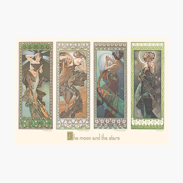 Item preview, HD. The Moon and the Stars, by Alphonse Mucha. (Original colors) designed and sold by MINDTHECHERRY.
