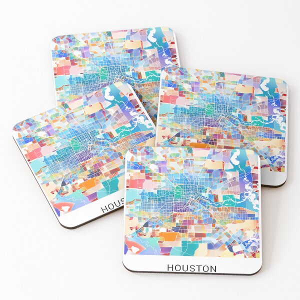 Item preview, Houston Texas Named City Map - Tropical Rainbow Scheme designed and sold by StylishStacks.
