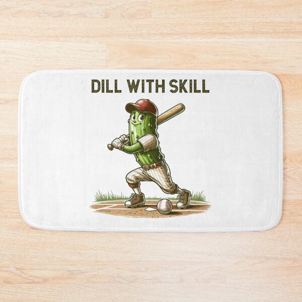 Item preview, Pickle Playing Baseball Dill With Skill designed and sold by CosyTeal.