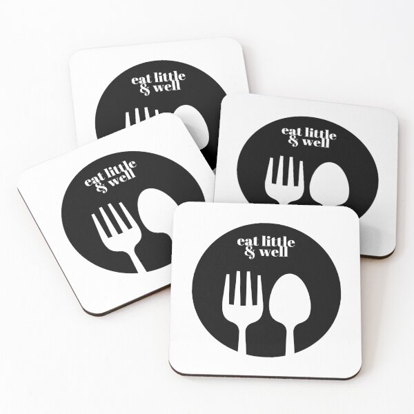 Item preview, eat little and well. black and white logo on food designed and sold by infinitearte.