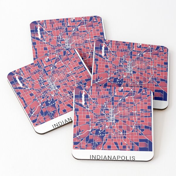 Item preview, Indianapolis Indiana Named City Map - Red-Blue Duotone designed and sold by StylishStacks.
