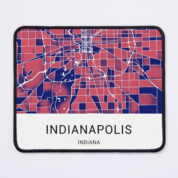 Item preview, Indianapolis Indiana Named City Map - Red-Blue Duotone designed and sold by StylishStacks.