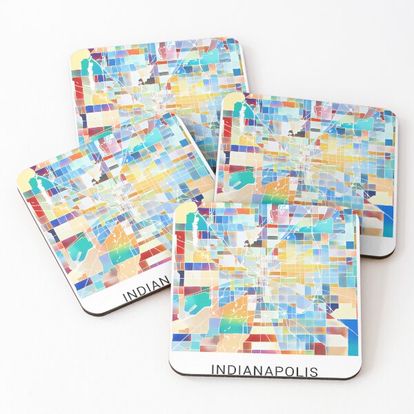 Item preview, Indianapolis Indiana Named City Map - Tropical Rainbow Scheme designed and sold by StylishStacks.