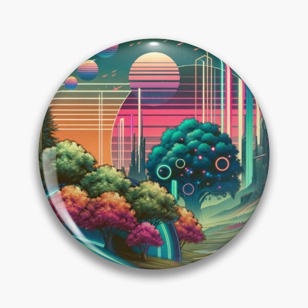 Item preview, Retro-Futuristic Nature: A Synthwave Dreamscape designed and sold by ChromaticBlend.
