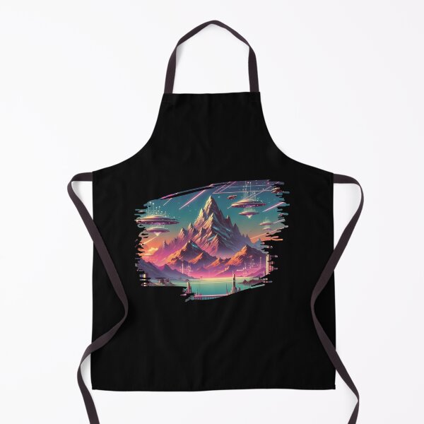 Item preview, "Mountains of Tomorrow: A Cosmic Synthwave Vista" designed and sold by ChromaticBlend.