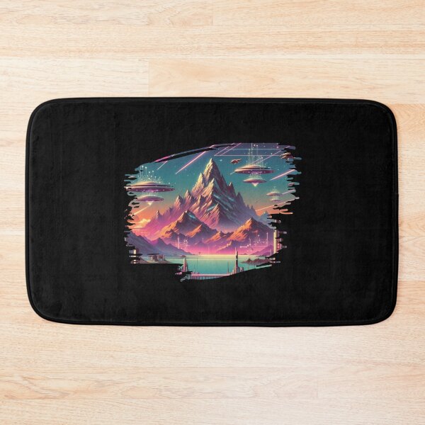 Item preview, "Mountains of Tomorrow: A Cosmic Synthwave Vista" designed and sold by ChromaticBlend.