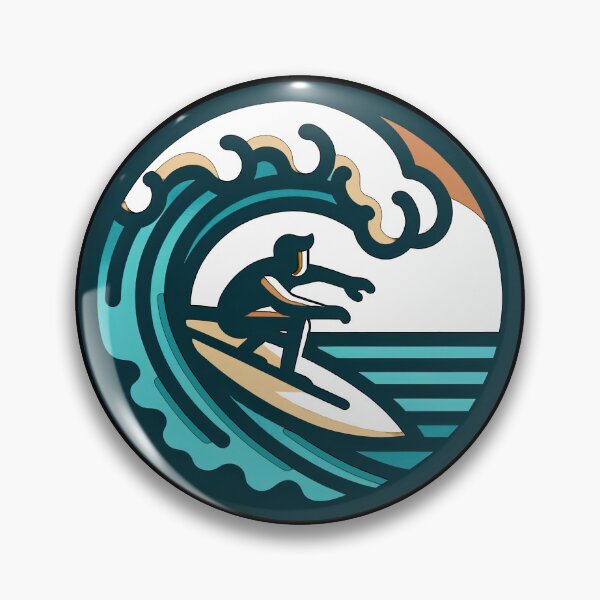 Item preview, Surf's Emblem - The Wave Rider Badge designed and sold by artwaves.