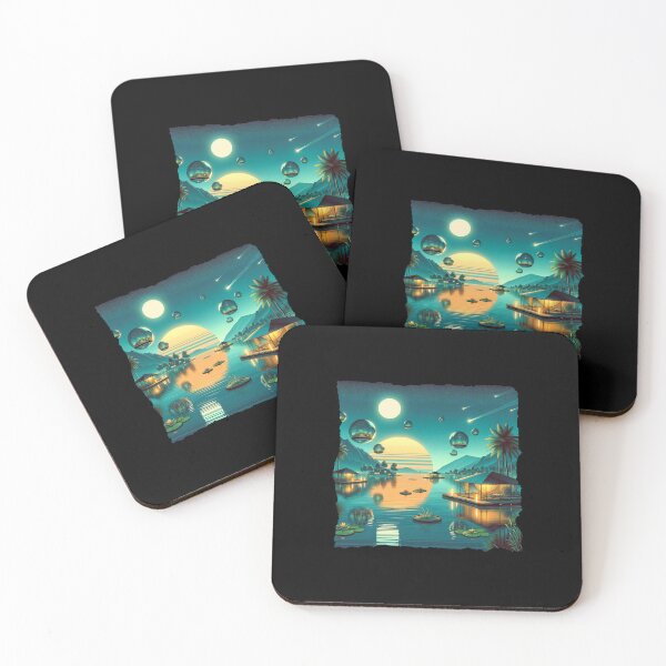 Item preview, Lakeside Repose: Serenity in the Synthwave Era" designed and sold by ChromaticBlend.