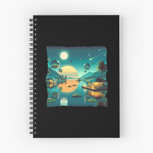 Item preview, Lakeside Repose: Serenity in the Synthwave Era" designed and sold by ChromaticBlend.