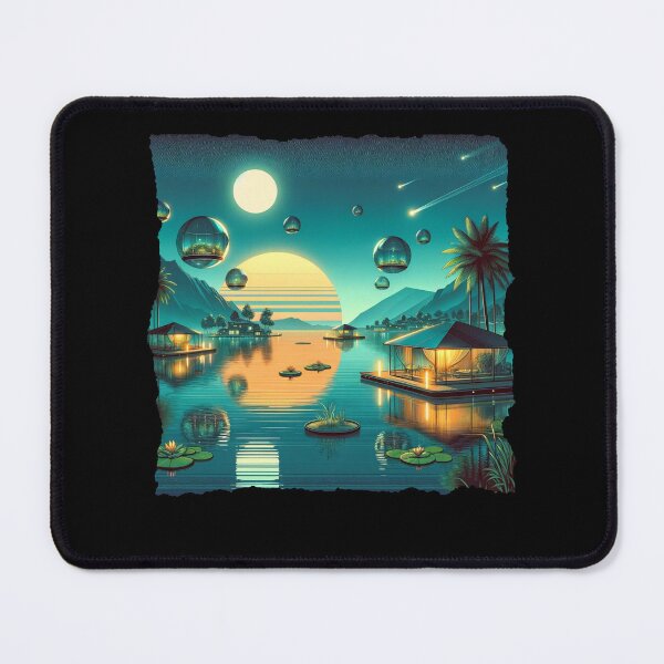 Item preview, Lakeside Repose: Serenity in the Synthwave Era" designed and sold by ChromaticBlend.