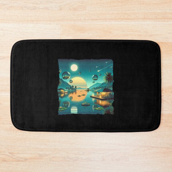 Item preview, Lakeside Repose: Serenity in the Synthwave Era" designed and sold by ChromaticBlend.