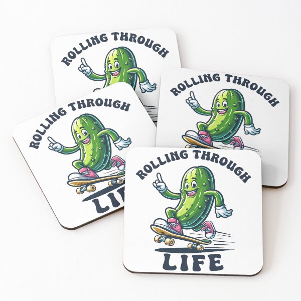Item preview, Pickle On A Skateboard Rolling Through Life Retro designed and sold by CosyTeal.