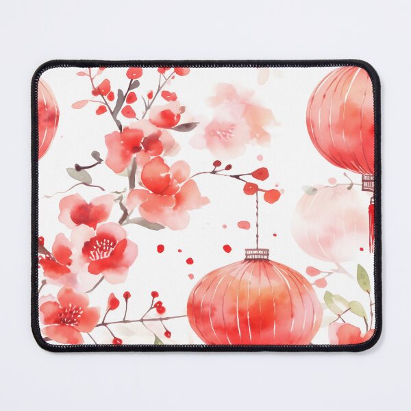 Artikelvorschau, Blumen und Laternen Aquarell im chinesischen Stil entworfen und verkauft von MuteluArtwork.