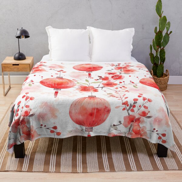 Artikelvorschau, Blumen und Laternen Aquarell im chinesischen Stil entworfen und verkauft von MuteluArtwork.
