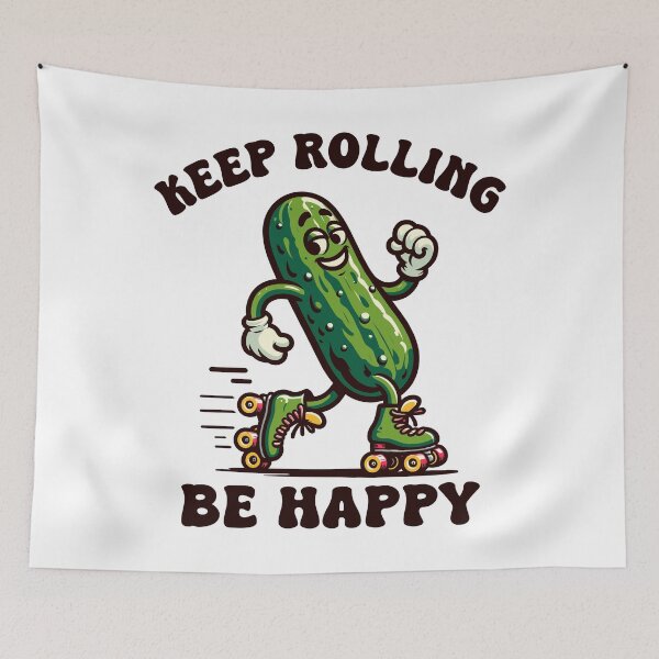 Item preview, Pickle On Rollers Keep Rolling Be Happy Retro designed and sold by CosyTeal.