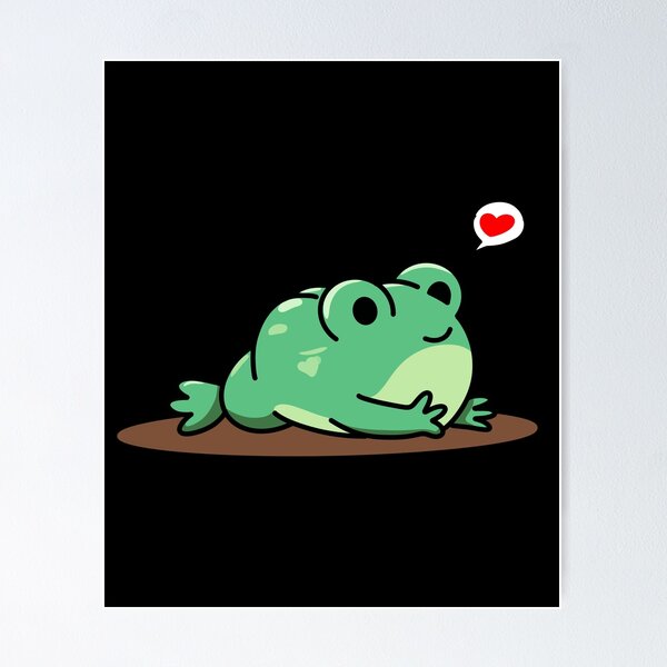 Frog at fishing with fishing rod poster