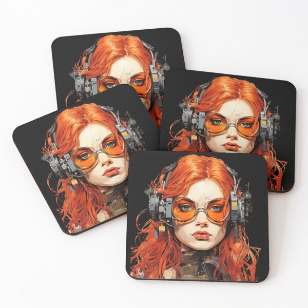 Item preview, Steampunk Vision: Cybernetic Portrait of a Redhead Warrior designed and sold by Youthinkai.