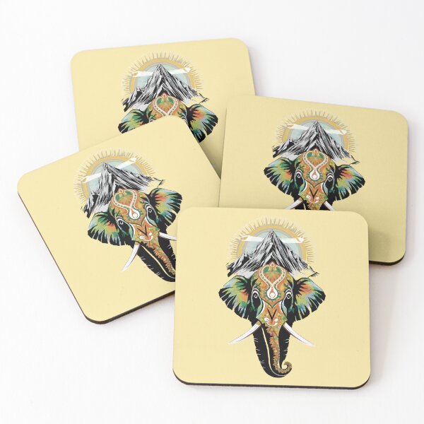 Item preview, The mountain and decorated elephant head beige designed and sold by Ann Miu Deluxe.