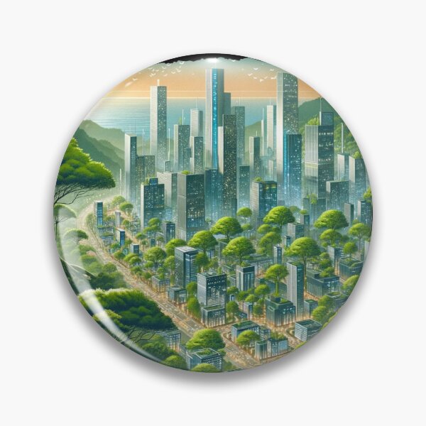 Item preview, "Verdant Skyscrapers: Sunrise in the Eco-City" designed and sold by ChromaticBlend.