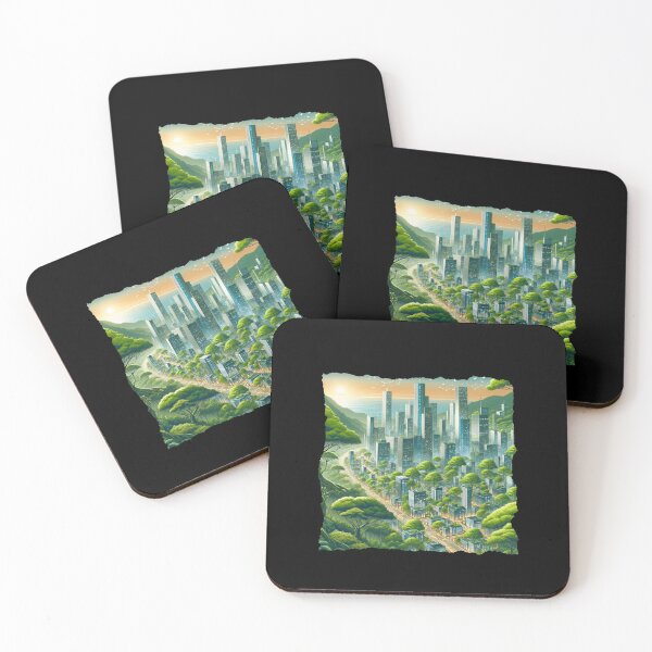 Item preview, "Verdant Skyscrapers: Sunrise in the Eco-City" designed and sold by ChromaticBlend.