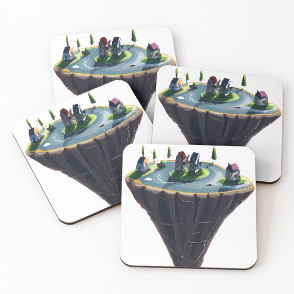 Item preview, An island in the middle of the ocean with houses, cars, and aliens designed and sold by Mikano2.